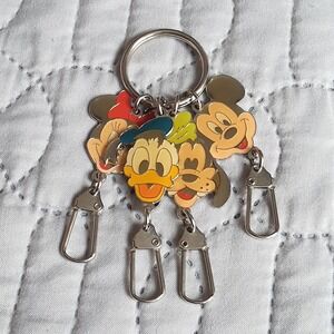 Vintage Disney Mickey & Friends Keychain - Mickey, Minnie, Donald, Goofy Clips